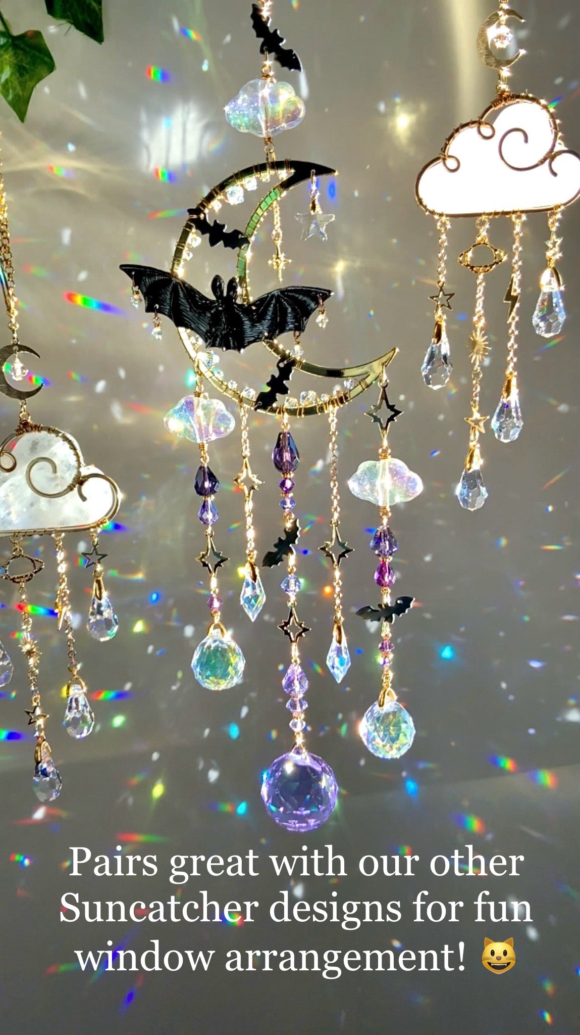 Gemstone Rain Cloud Car Charm Suncatcher ~ 18k Gold-Plated or Stainless Steel, Clear or Rose Quartz, Purple Jade or Lepidolite