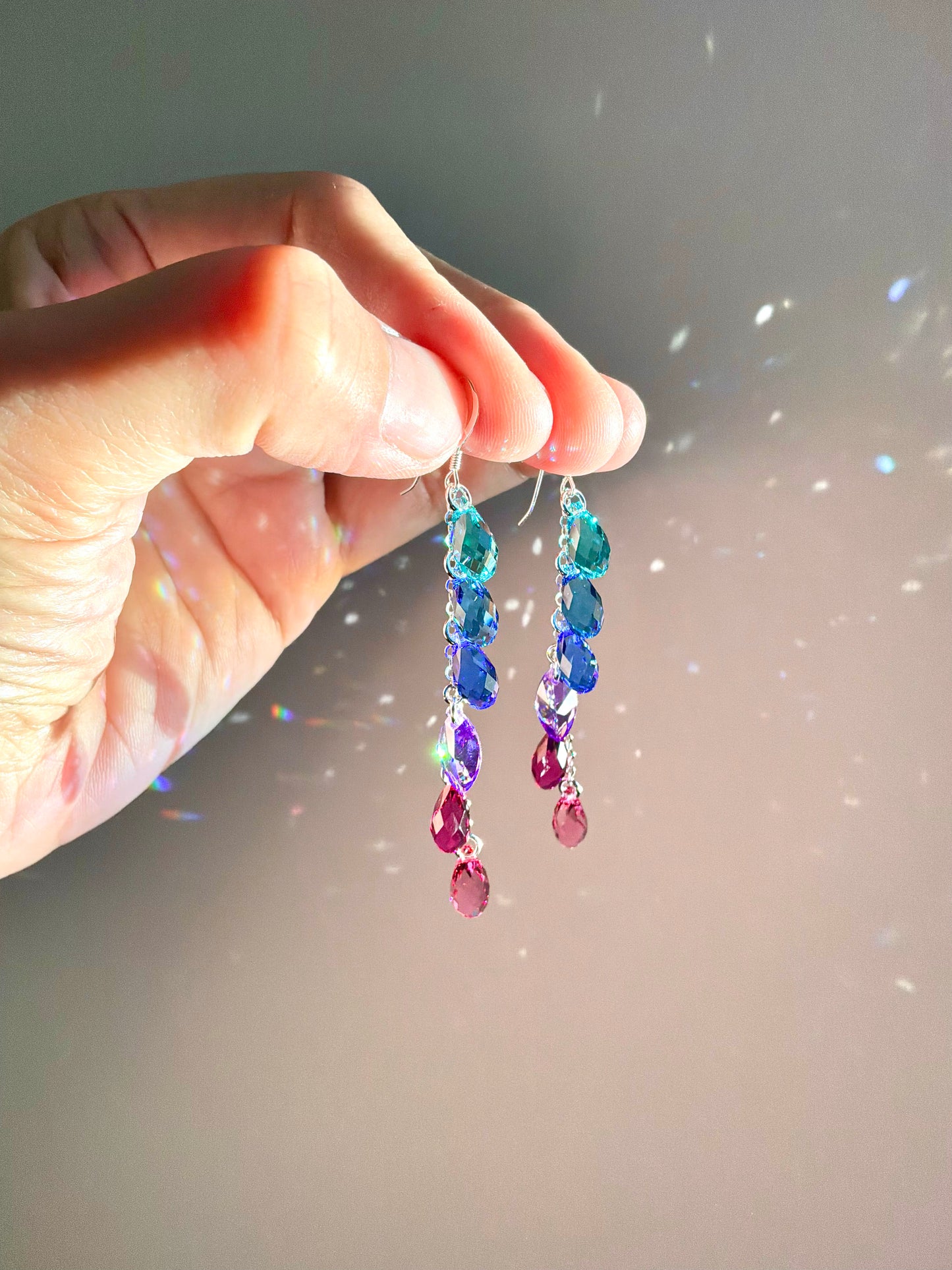 "Jubilee" ~ *Luxe* Ombré Crystal Waterfall earrings with The Perfect Purple, Sterling Silver or 14k Gold-Filled