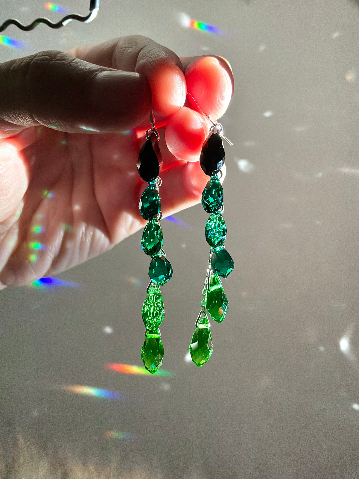 Ombré Black Series ~ *Luxe* Crystal Waterfall Earrings, Sterling Silver or 14k Gold-Filled, Purple Blue Teal Green Pink