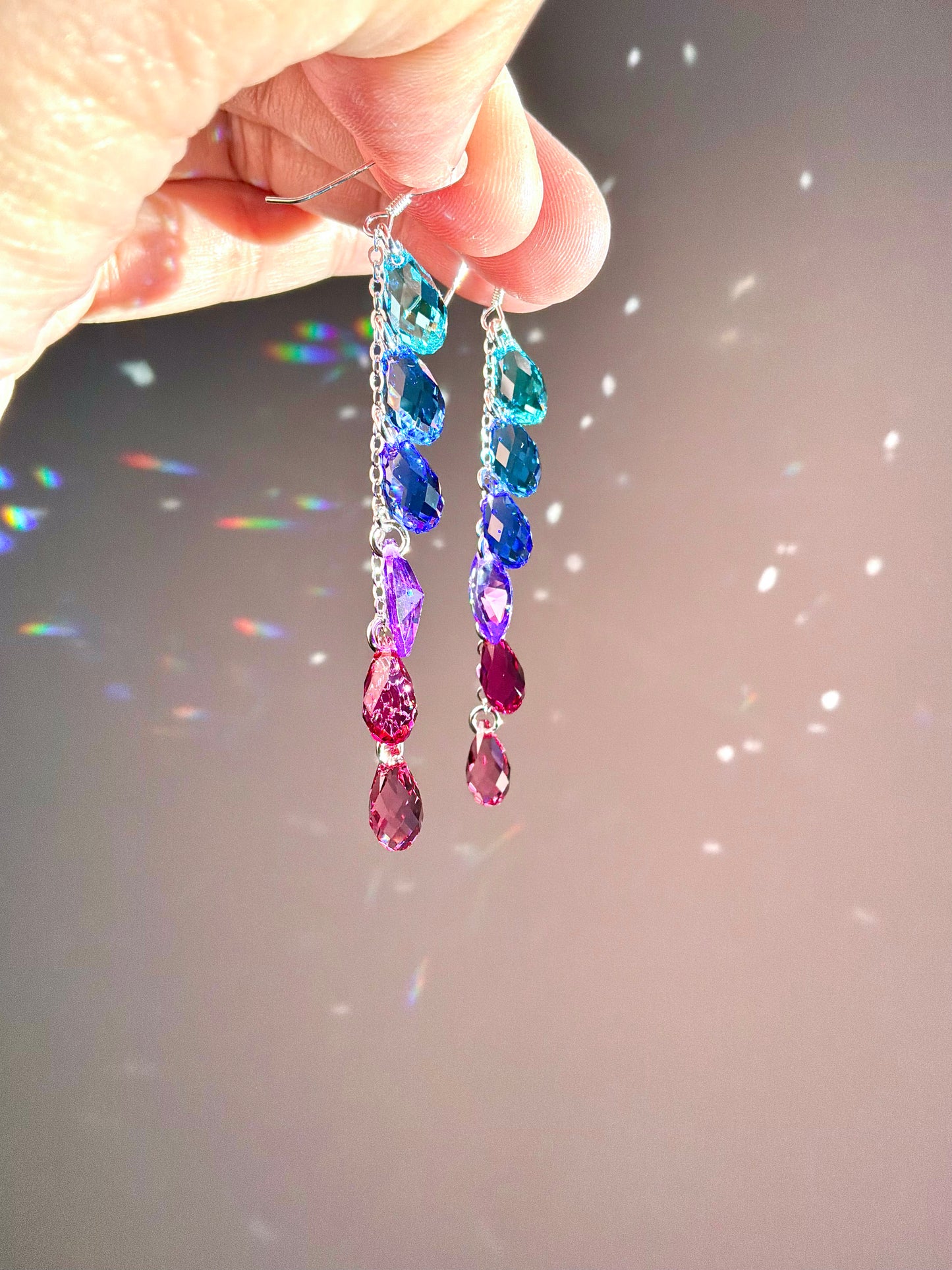 "Jubilee" ~ *Luxe* Ombré Crystal Waterfall earrings with The Perfect Purple, Sterling Silver or 14k Gold-Filled