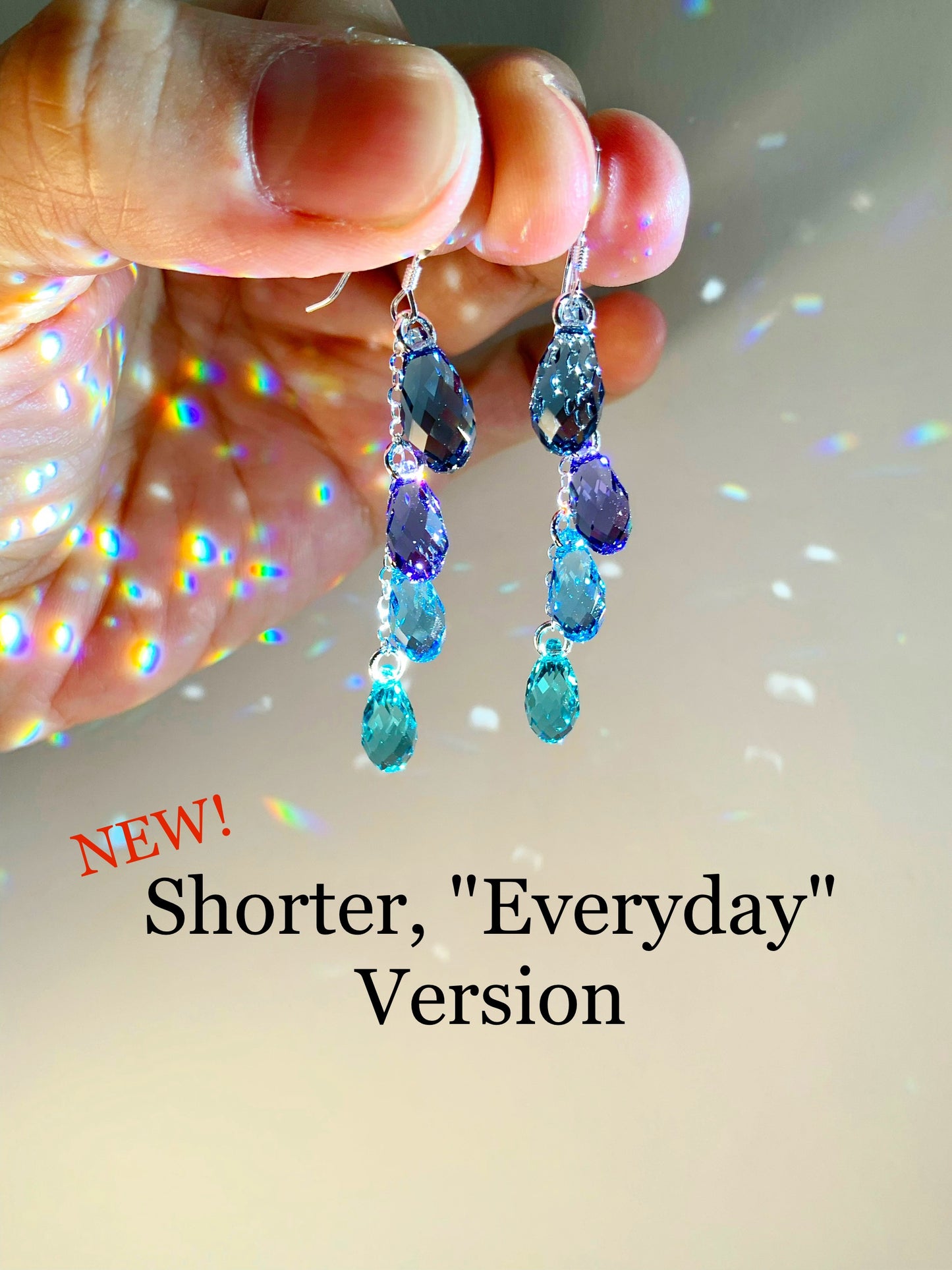 "Sea Nymph" ~ *Luxe* Ombré Crystal Waterfall earrings with Super Rare Color, Sterling Silver or 14k Gold-Filled