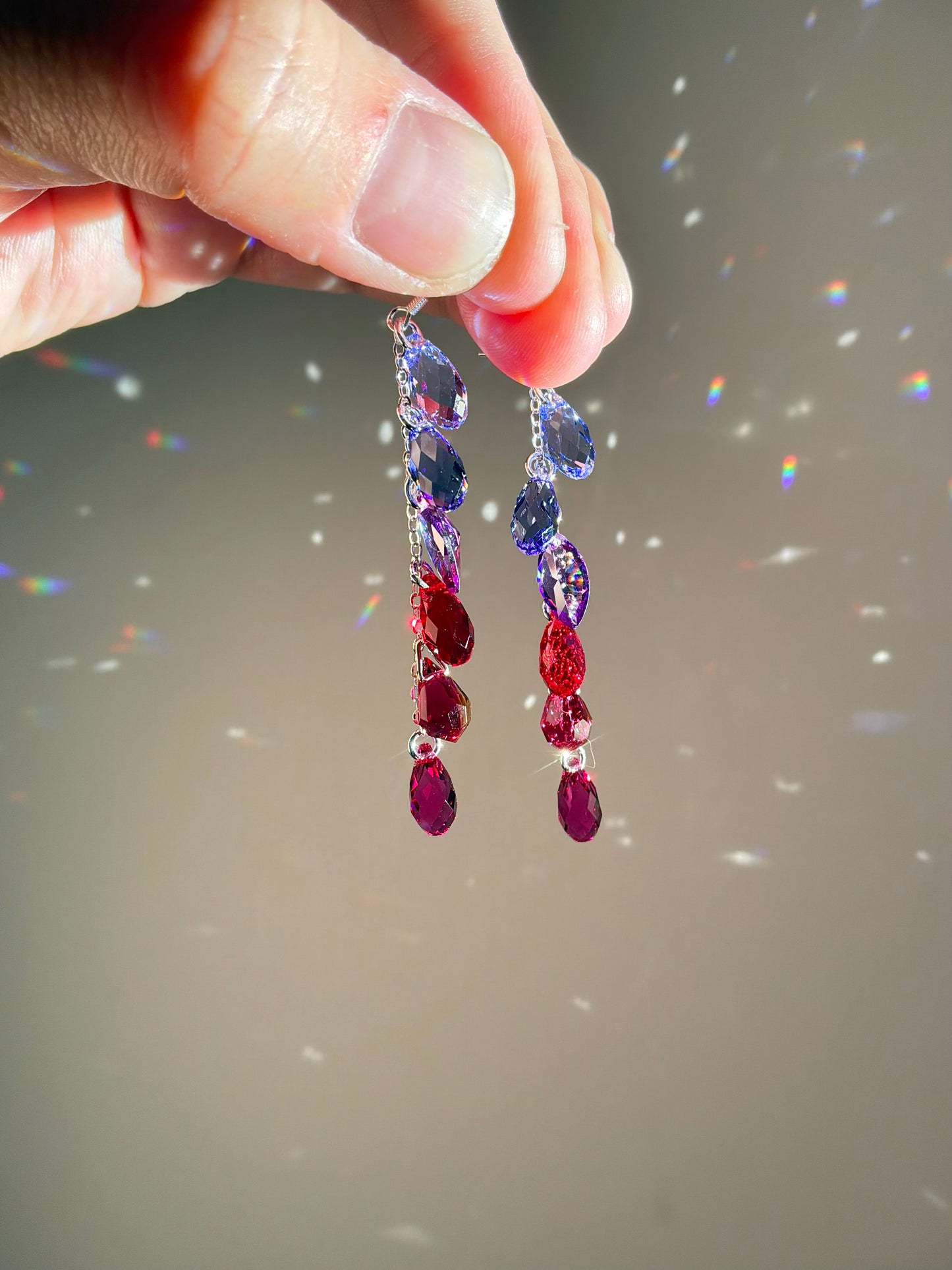 "Velvet Dahlia" ~ *Luxe* Ombré Crystal Waterfall earrings, Sterling Silver or 14k Gold-Filled, magenta pink purple