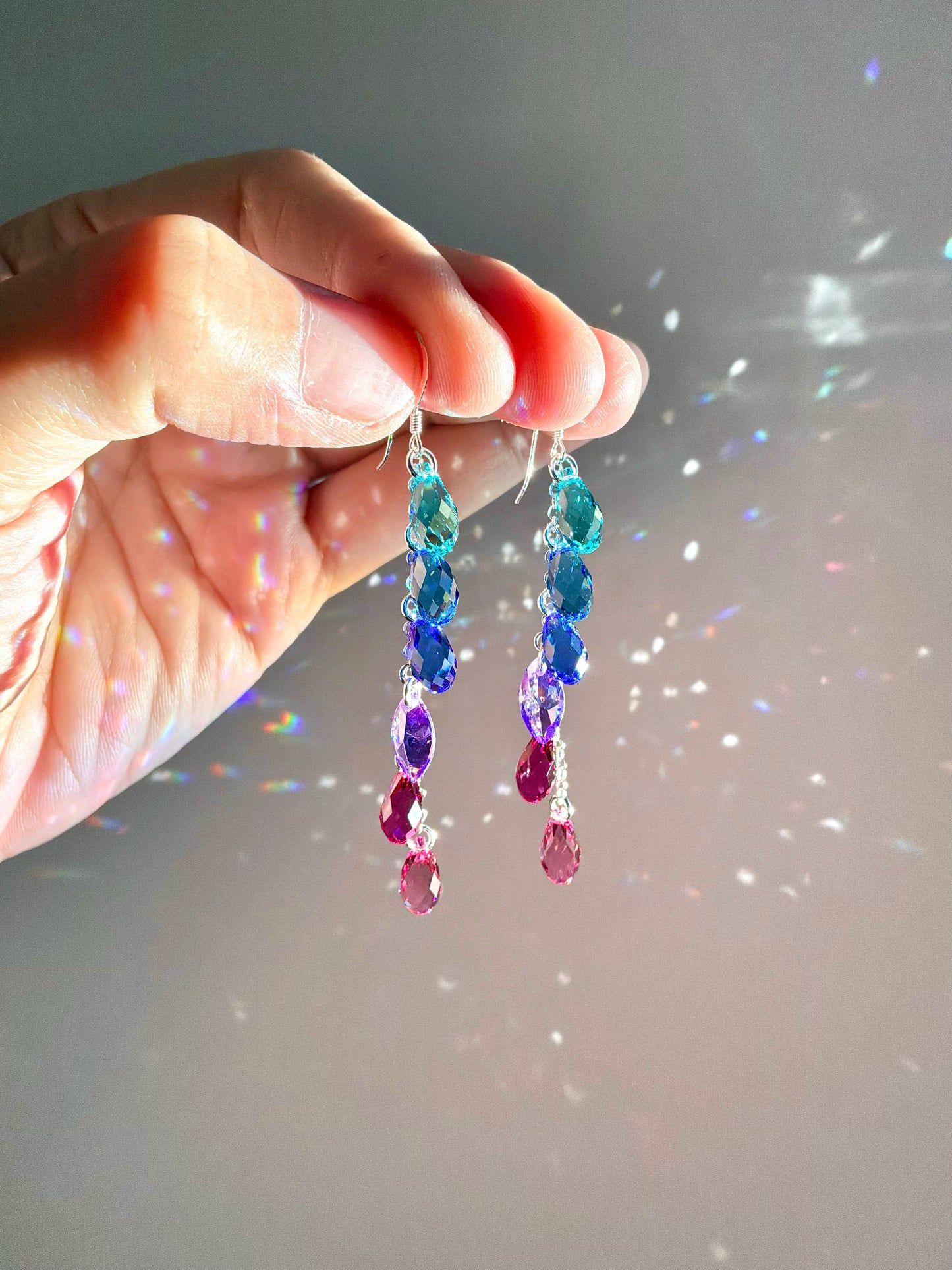 "Jubilee" ~ *Luxe* Ombré Crystal Waterfall earrings with The Perfect Purple, Sterling Silver or 14k Gold-Filled