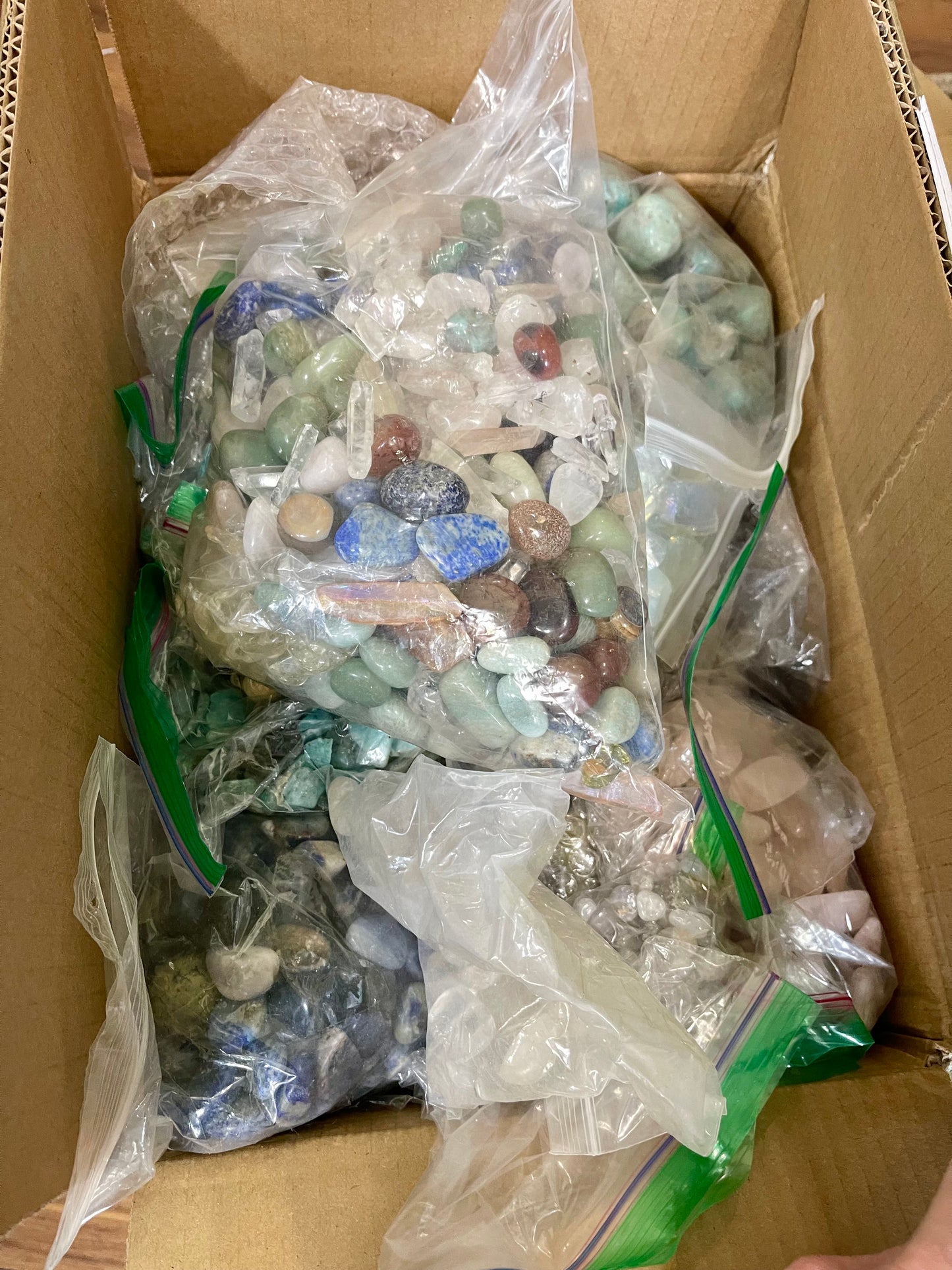 Destash— 32 lbs. of rocks, Lapis Lazuli, Amethyst, Amazonite, Rose Quartz, Clear Quartz, Yellow Agate