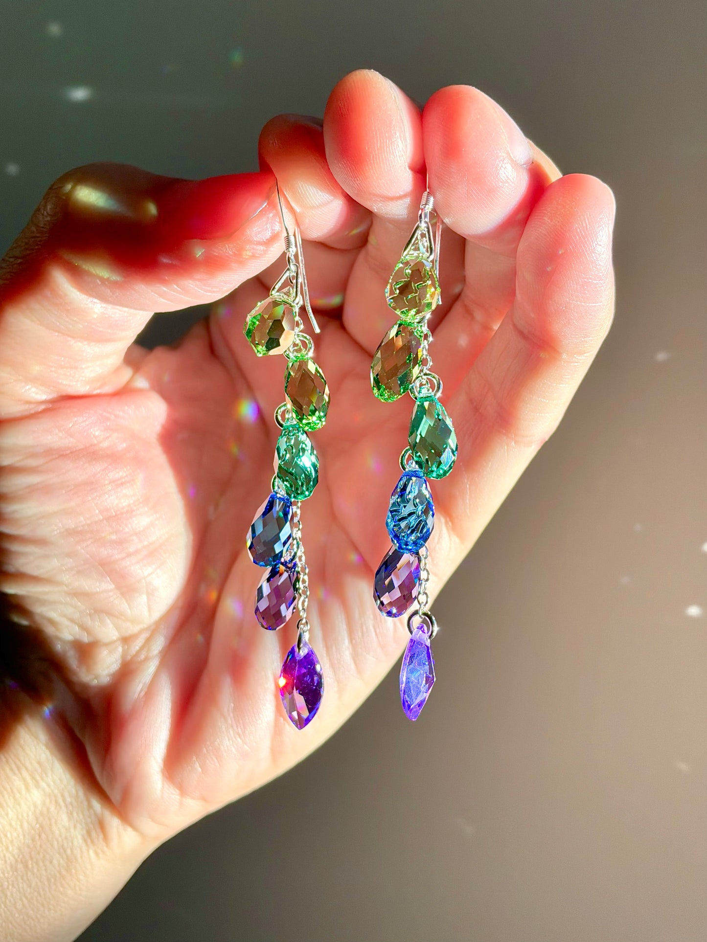 "Mermaid Tail" ~ *Luxe* Ombré Crystal Waterfall earrings with The Perfect Purple, Sterling Silver or 14k Gold-Filled