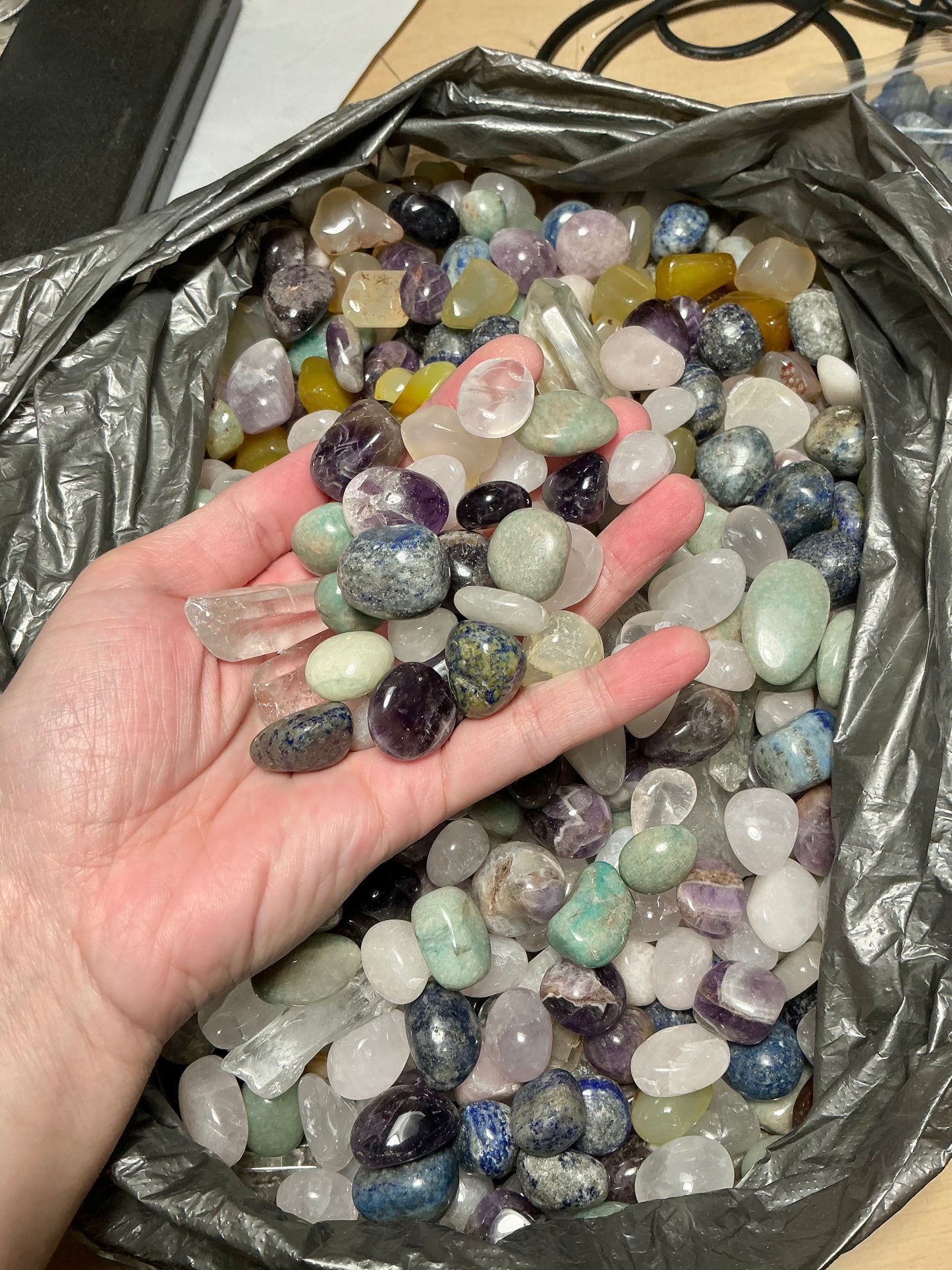 Destash— 12 lbs. of rocks, Lapis Lazuli, Amethyst, Amazonite, Rose Quartz, Clear Quartz, Yellow Agate