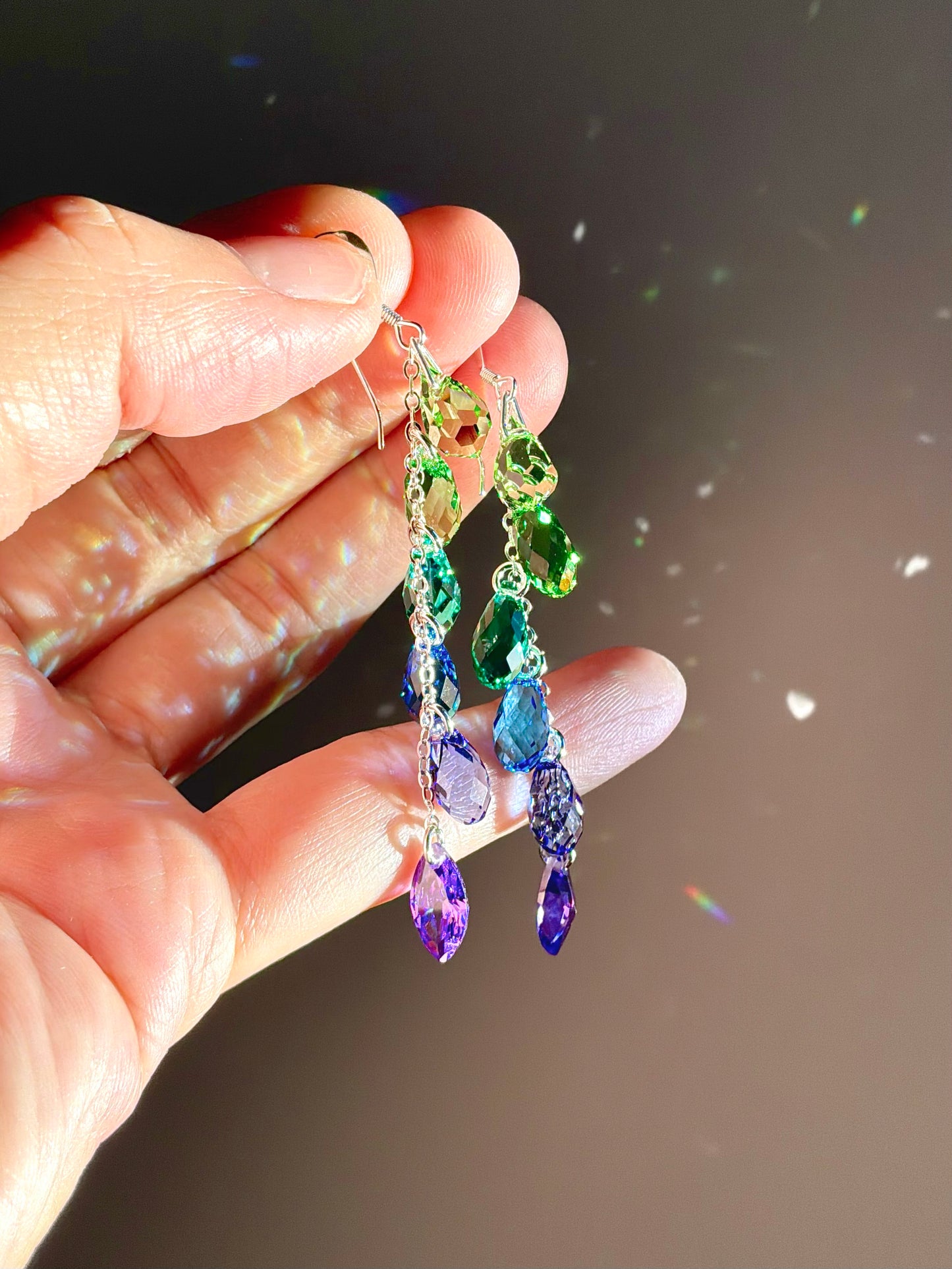 "Mermaid Tail" ~ *Luxe* Ombré Crystal Waterfall earrings with The Perfect Purple, Sterling Silver or 14k Gold-Filled