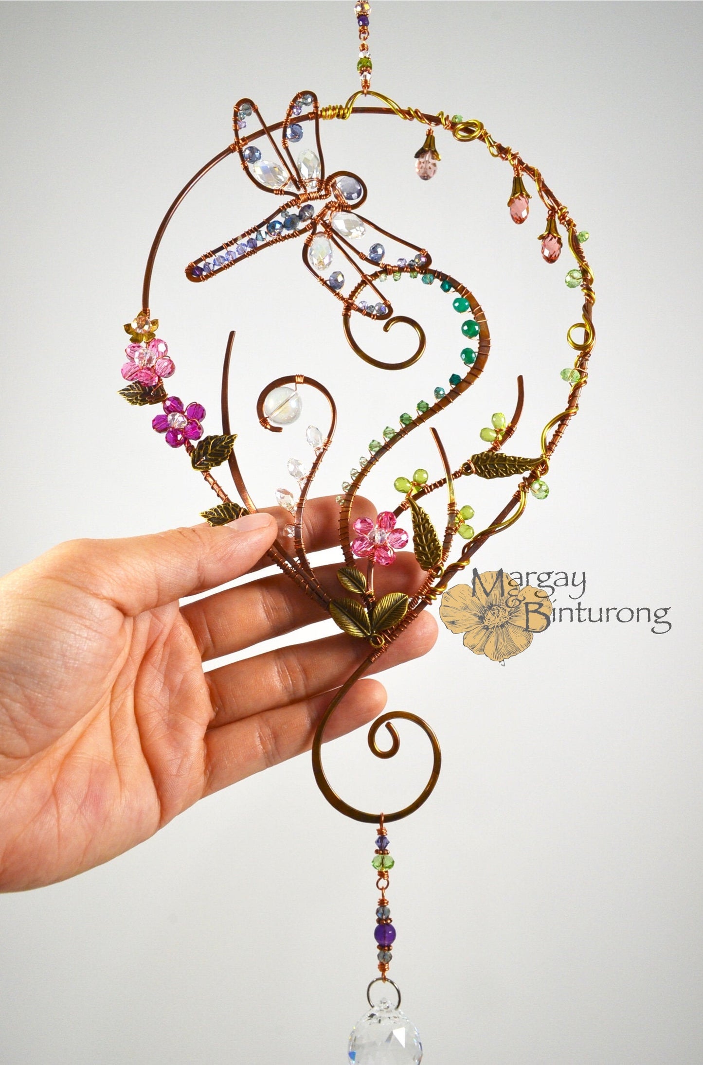 Garden Dragonfly Suncatcher Made From Wire and Crystal prisms