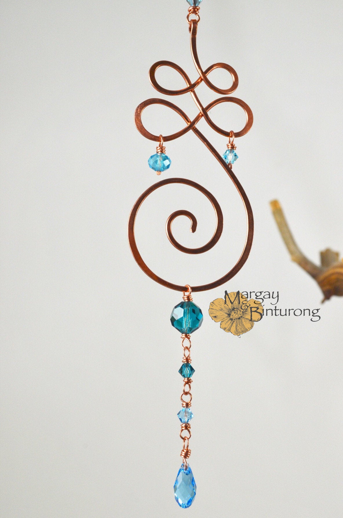“Tranquility” Unalome ~ Mini Suncatcher Made with Crystal prism beads
