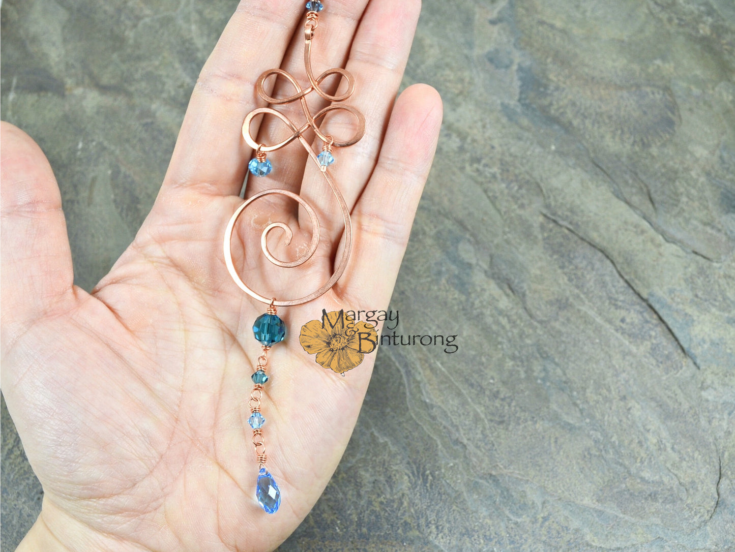 “Tranquility” Unalome ~ Mini Suncatcher Made with Crystal prism beads