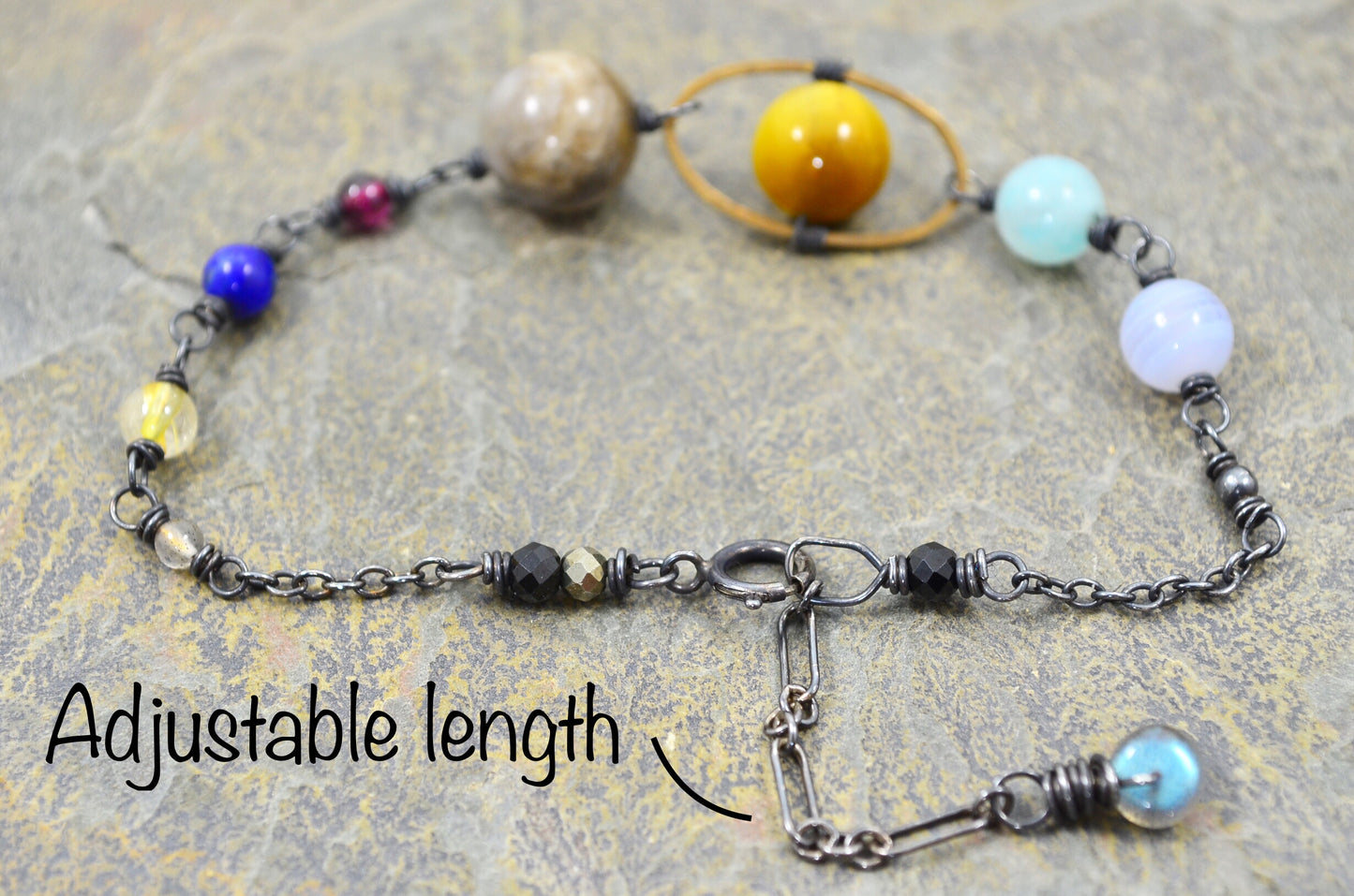 Gemstone Solar System Bracelet in Sterling Silver