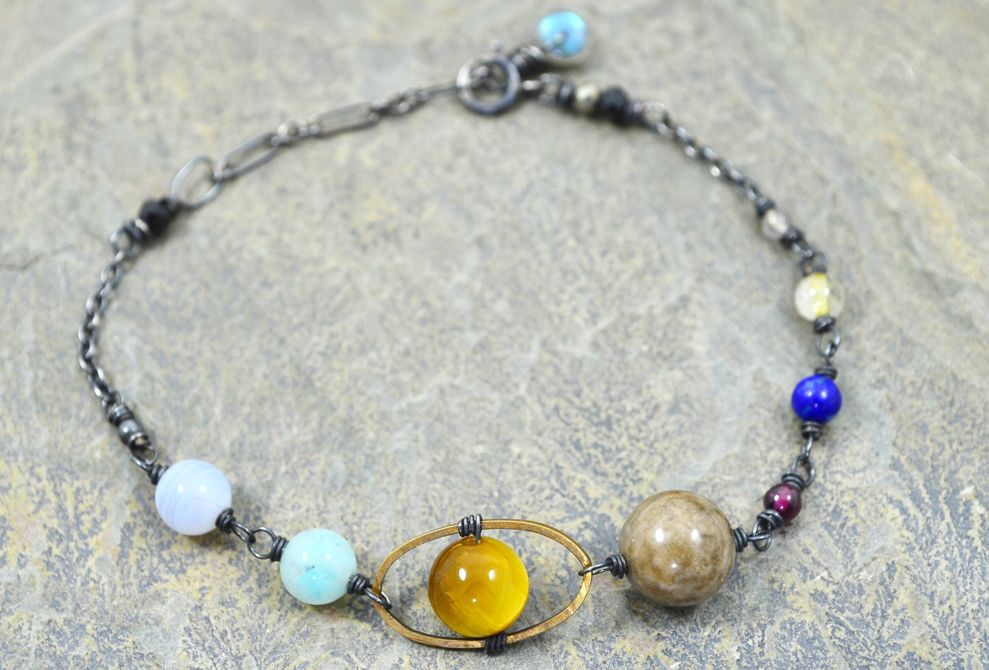 Gemstone Solar System Bracelet in Sterling Silver