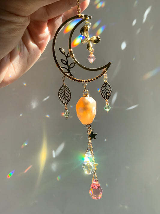 Beautiful Clear Sun Catcher Car Charm Elegant Light Refracting Rear View  Mirror Accessory Neutral and Gold Glass Beads, Car Decor, Gifts 
