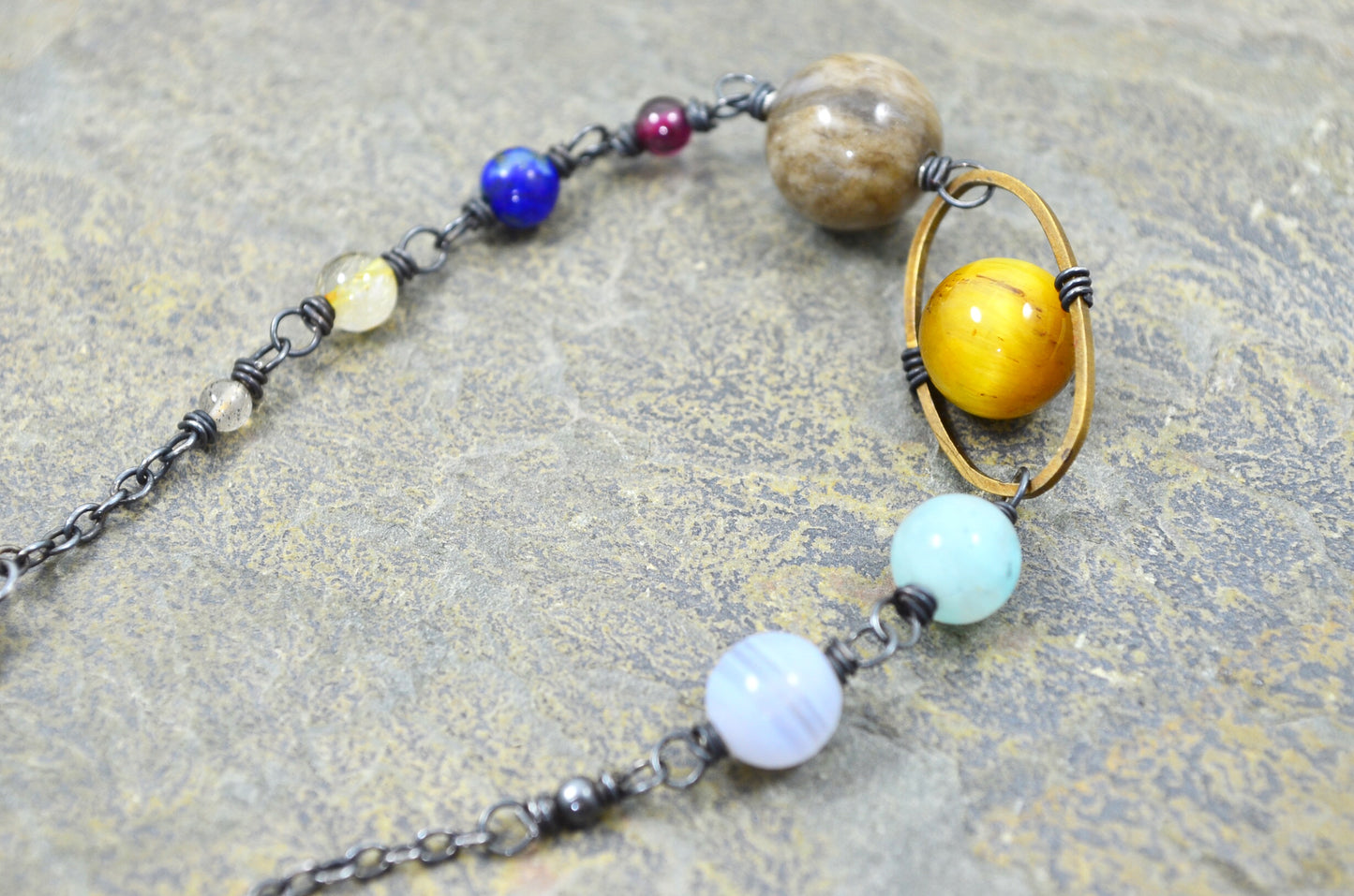 Gemstone Solar System Bracelet in Sterling Silver