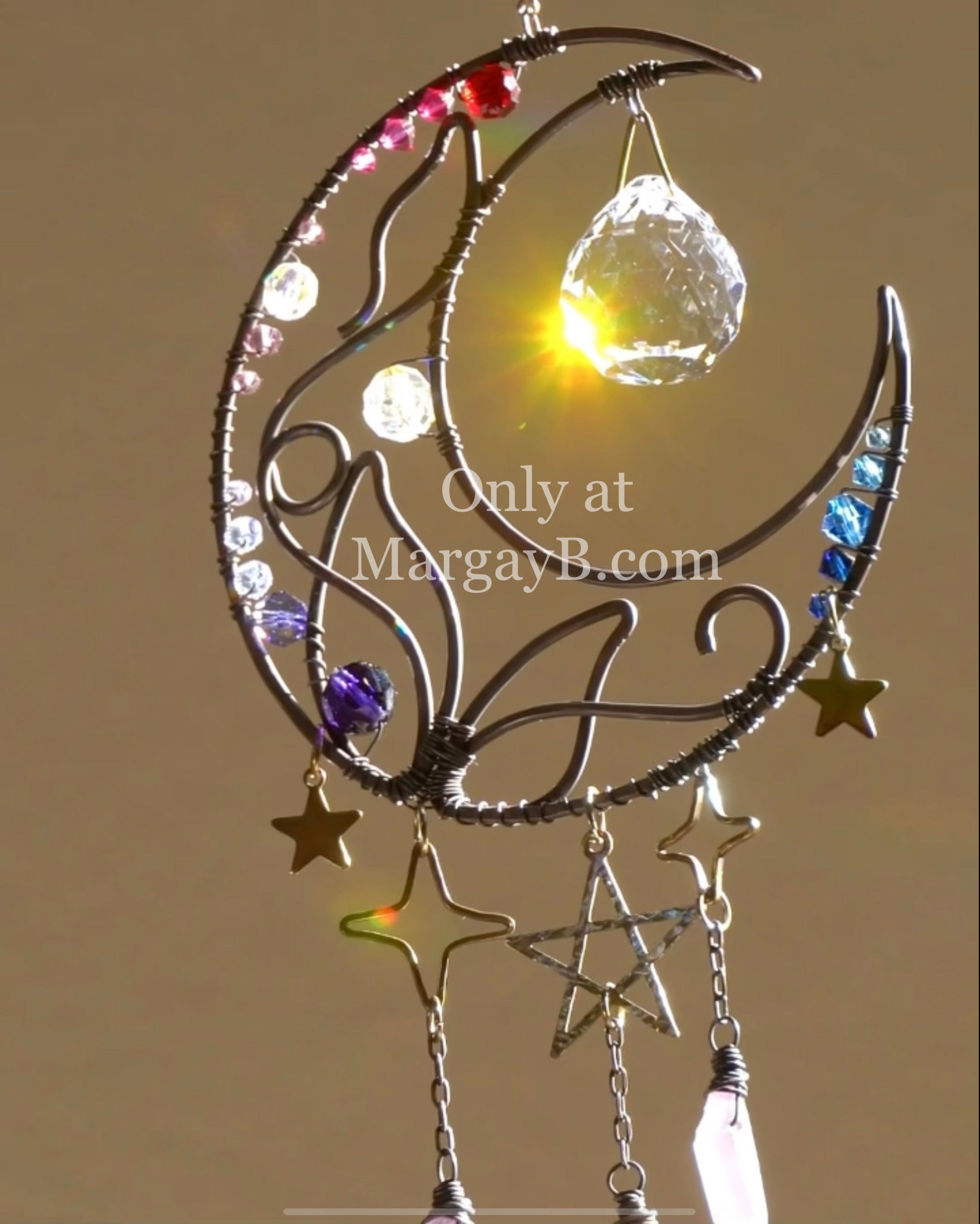 ASTRO Air Mini Suncatcher in Brass and Glass Crystal Womoon X Intuitive  Collaboration Boho Decoration for Home or Car 