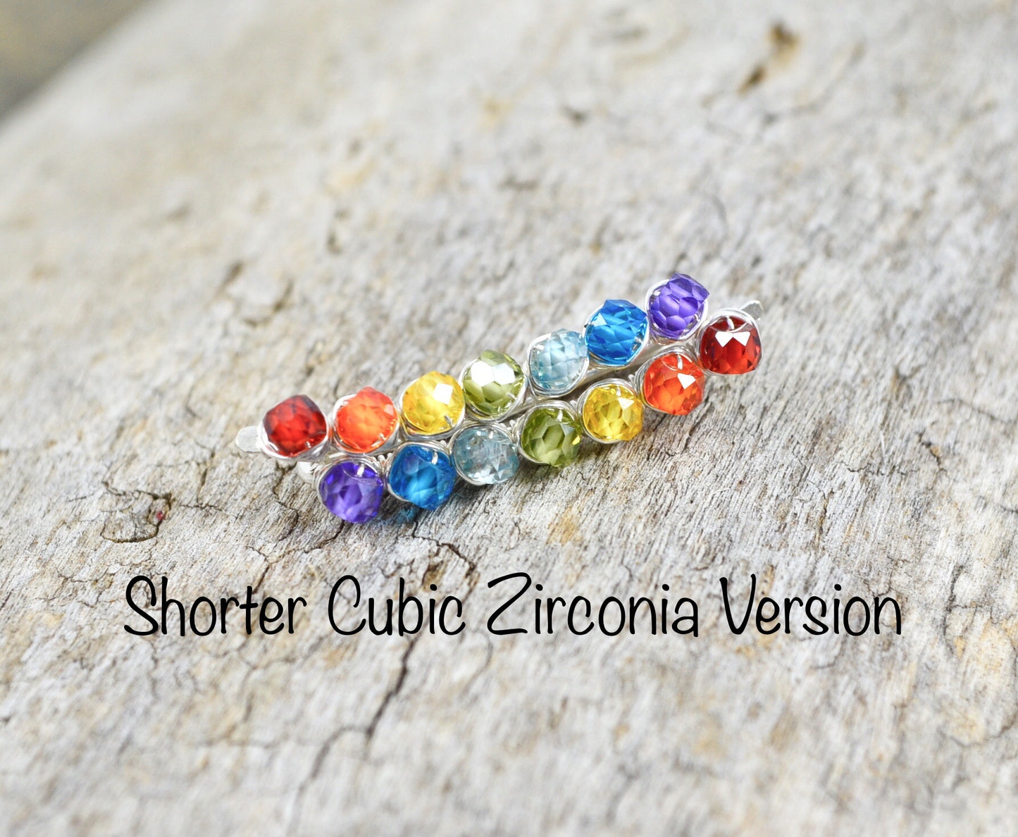 Rainbow Gemstone Ear Climbers in Sterling Silver or 14k Gold Fill, cubic zirconia pride lgbtq earrings