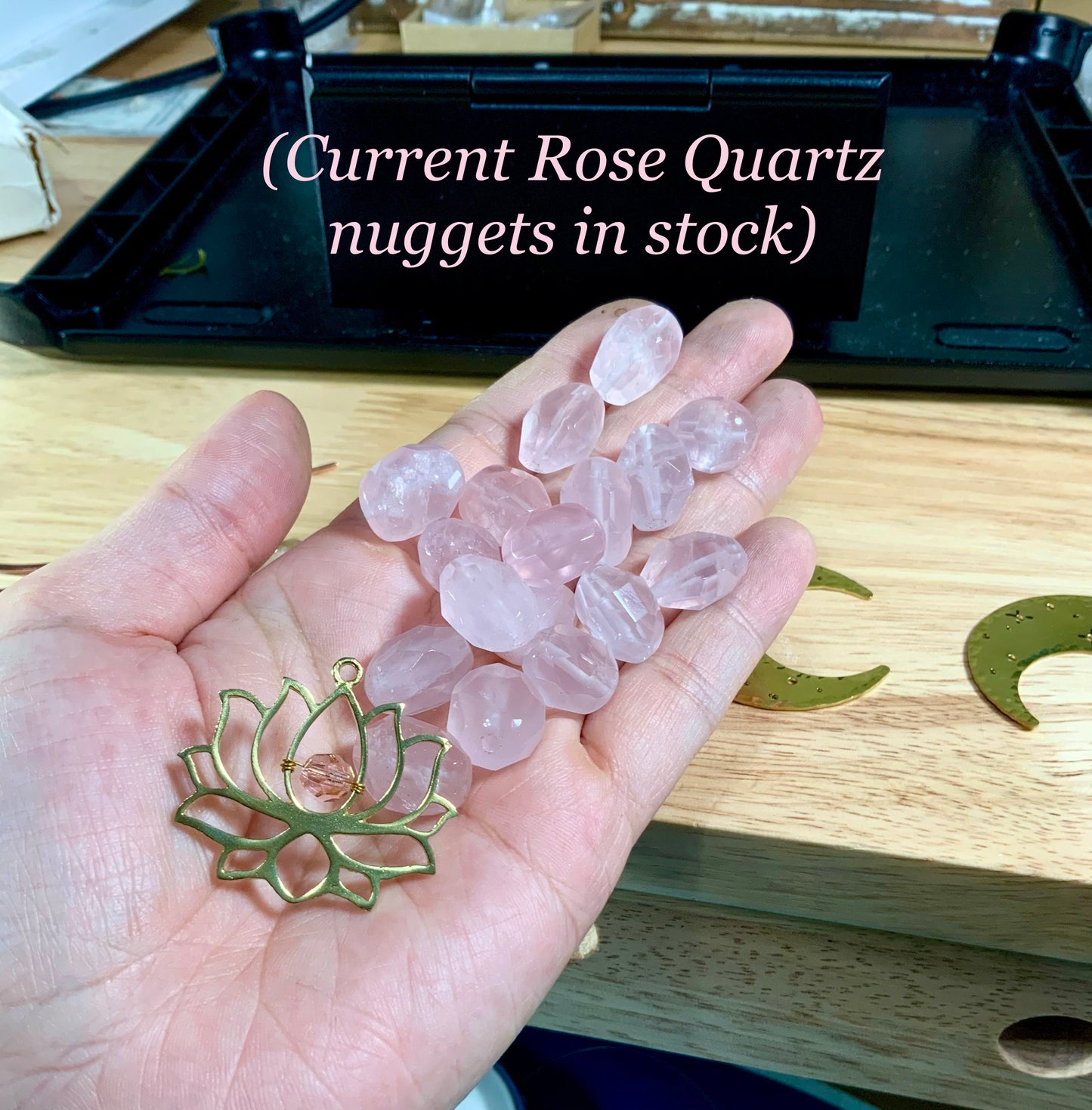 Lotus Chakra Rearview Mirror Car Charm, Rose Quartz Aura Quartz point Sun Moon car crystal accessories