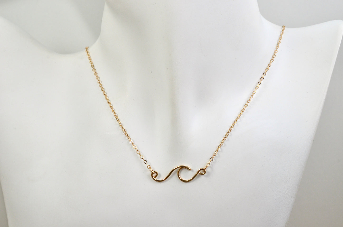 Wave necklace in Sterling Silver or 14k Gold Filled, ocean beach surf jewelry